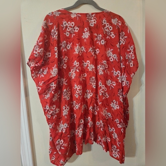 🆕LOFT Red and White Floral Kimono Size XS/S - Picture 7 of 8